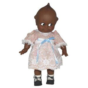 Vintage JESCO African American 12" plastic body Kewpie doll 1987